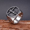 Anillo de Fe Bendecido con Símbolo Crucifijo de Jesús Estilo Retro Clásico