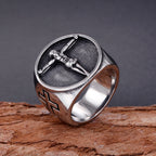 Anillo de Fe Bendecido con Símbolo Crucifijo de Jesús Estilo Retro Clásico
