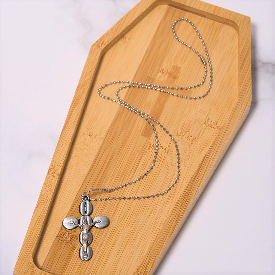 Collar Religioso con Dije Amuleto Crucifijo Protector Estilo Sencillo