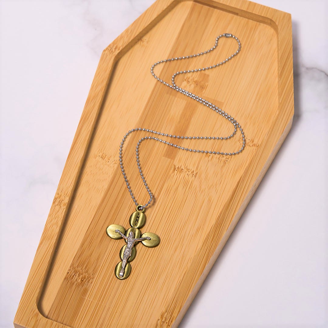 Collar Religioso con Dije Amuleto Crucifijo Protector Estilo Sencillo