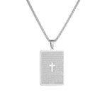 Collar con Dije de Cruz Padre Nuestro y Escritura Estilo Clásico