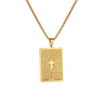 Collar con Dije de Cruz Padre Nuestro y Escritura Estilo Clásico