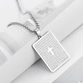Collar con Dije de Cruz Padre Nuestro y Escritura Estilo Clásico
