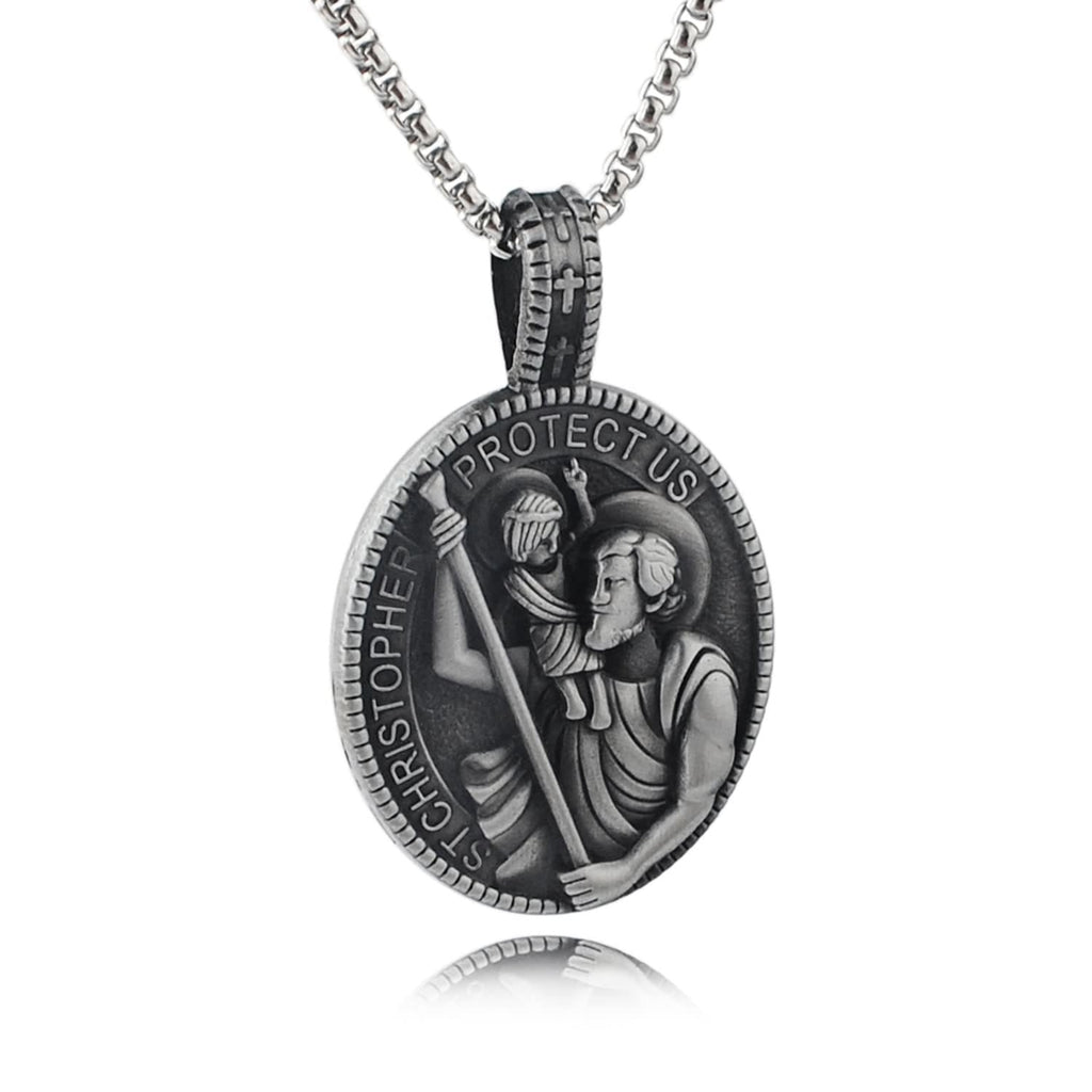 Collar con Dije "San Cristóbal Protégenos" Estilo Clásico