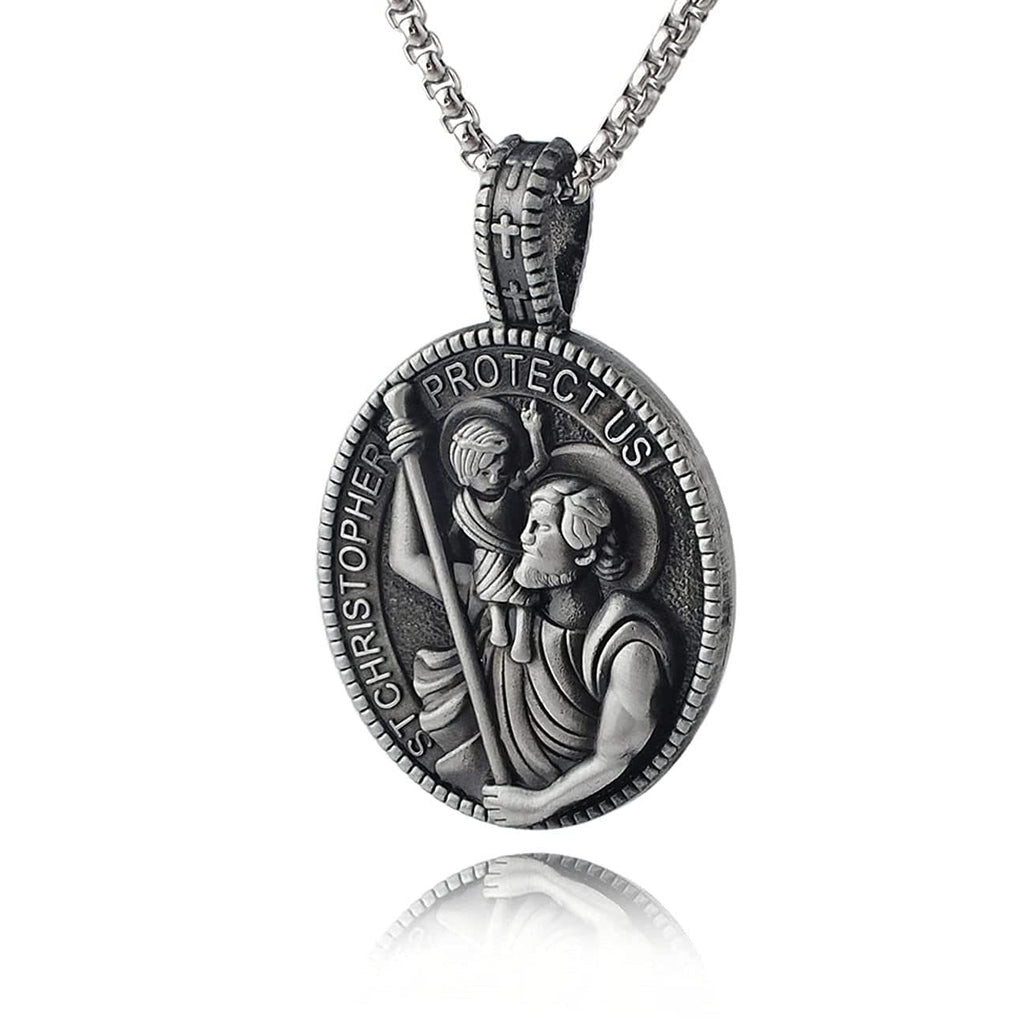 Collar con Dije "San Cristóbal Protégenos" Estilo Clásico