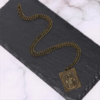 Collar Europeo Clásico de Cruz del Sagrado Corazón en Bronce Esculpido