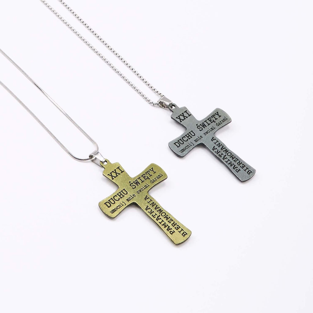 Collar con Dije de la Cruz de la Trinidad, Padre, Hijo y Espíritu Santo Estilo Clásico