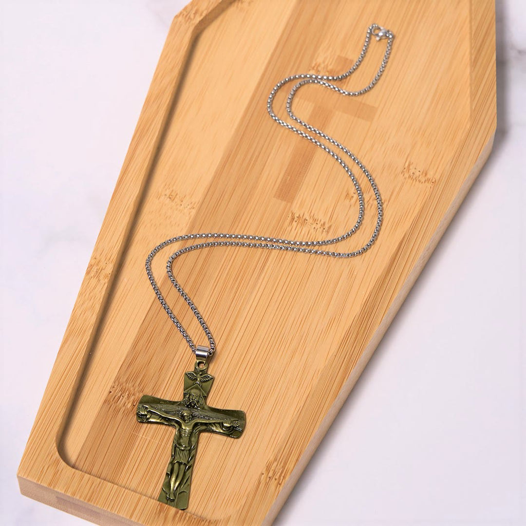 Collar con Dije de la Cruz de la Trinidad, Padre, Hijo y Espíritu Santo Estilo Clásico