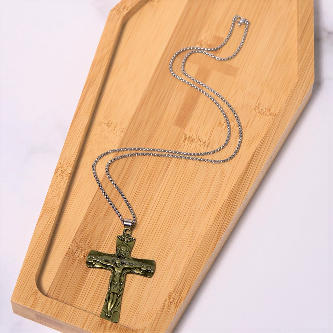 Collar con Dije de la Cruz de la Trinidad, Padre, Hijo y Espíritu Santo Estilo Clásico
