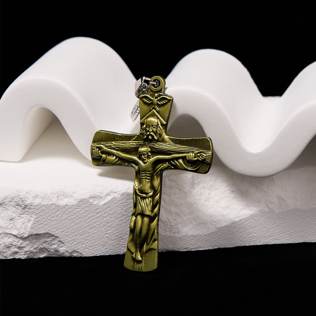 Collar con Dije de la Cruz de la Trinidad, Padre, Hijo y Espíritu Santo Estilo Clásico