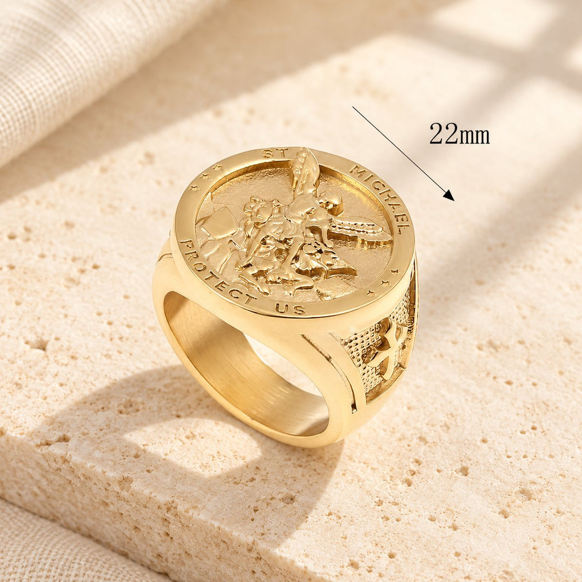 Classic Style Michael The Archangel Protect Us Devine Faith Ring