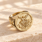 Classic Style Michael The Archangel Protect Us Devine Faith Ring