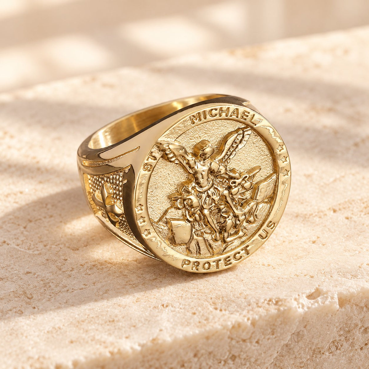 Classic Style Michael The Archangel Protect Us Devine Faith Ring