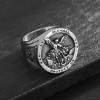 Anillo de Fe Divina Estilo Clásico "San Miguel Arcángel Protégenos"