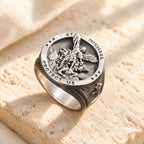 Classic Style Michael The Archangel Protect Us Devine Faith Ring