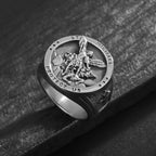 Anillo de Fe Divina Estilo Clásico "San Miguel Arcángel Protégenos"