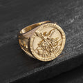 Anillo de Fe Divina Estilo Clásico "San Miguel Arcángel Protégenos"