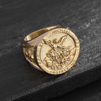 Anillo de Fe Divina Estilo Clásico "San Miguel Arcángel Protégenos"