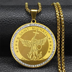 Collar con Dije de Bendición Sagrada "San Miguel Protégenos" Estilo Clásico