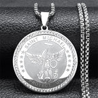 Collar con Dije de Bendición Sagrada "San Miguel Protégenos" Estilo Clásico