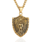 Collar con Dije Escudo Guardián Divino de San Miguel Arcángel Estilo Moderno