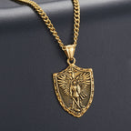 Collar con Dije Escudo Guardián Divino de San Miguel Arcángel Estilo Moderno