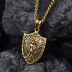 Collar con Dije Escudo Guardián Divino de San Miguel Arcángel Estilo Moderno