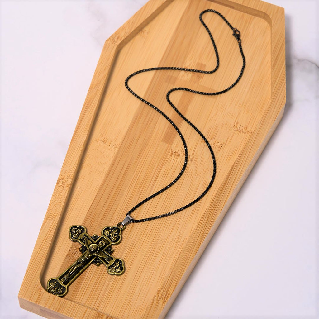 Collar de Fe con Dije Crucifijo de Aleación Multicolor Artesanal Estilo Clásico