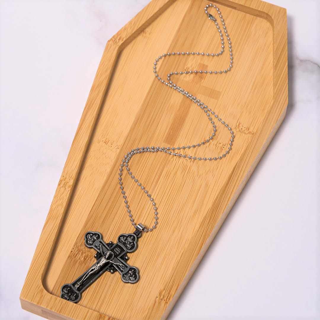 Collar de Fe con Dije Crucifijo de Aleación Multicolor Artesanal Estilo Clásico