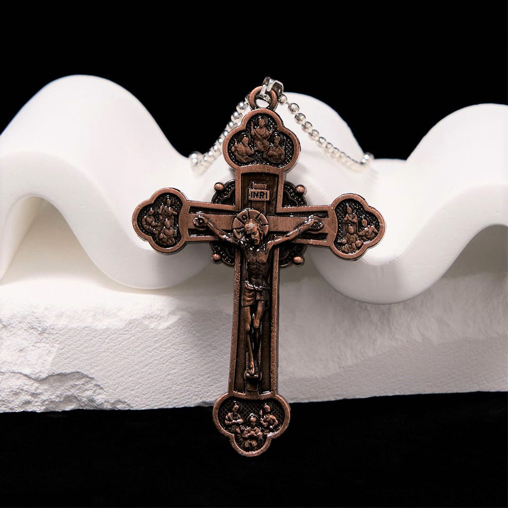 Collar de Fe con Dije Crucifijo de Aleación Multicolor Artesanal Estilo Clásico