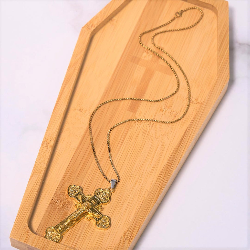 Collar de Fe con Dije Crucifijo de Aleación Multicolor Artesanal Estilo Clásico