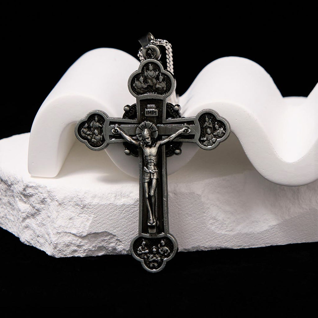 Collar de Fe con Dije Crucifijo de Aleación Multicolor Artesanal Estilo Clásico