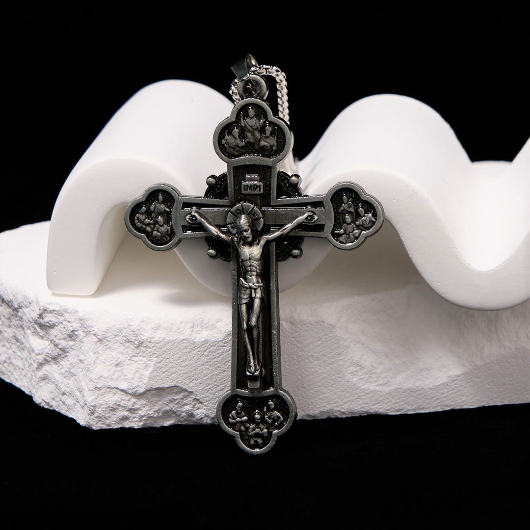 Collar de Fe con Dije Crucifijo de Aleación Multicolor Artesanal Estilo Clásico