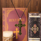 Collar de Fe con Dije Crucifijo de Aleación Multicolor Artesanal Estilo Clásico