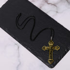 Collar de Fe con Dije Crucifijo de Aleación Multicolor Artesanal Estilo Clásico