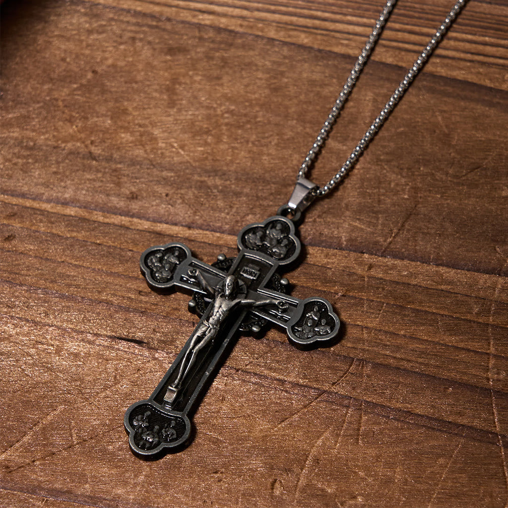 Collar de Fe con Dije Crucifijo de Aleación Multicolor Artesanal Estilo Clásico