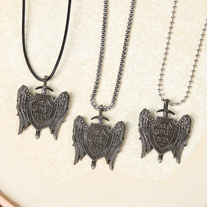 Collar Escudo de Fe Colección Ángel de la Guarda "Quis Ut Deus"