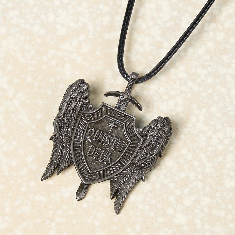 Collar Escudo de Fe Colección Ángel de la Guarda "Quis Ut Deus"