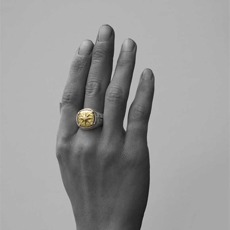 Anillo de Bendición Sagrada Estrella de Belén y Cruz Estilo Clásico