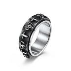 Anillo Giratorio de Acero de Titanio con Cruz y Calavera Estilo Moderno
