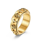 Anillo Giratorio de Acero de Titanio con Cruz y Calavera Estilo Moderno