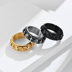 Anillo Giratorio de Acero de Titanio con Cruz y Calavera Estilo Moderno