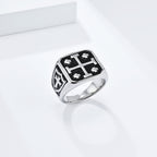Anillo Sello de Escudo Cruz de Jerusalén Estilo Clásico: Fe Divina