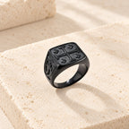 Classic Style Jerusalem Cross Shield Signet Devine Faith Ring