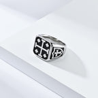 Anillo Sello de Escudo Cruz de Jerusalén Estilo Clásico: Fe Divina