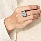 Classic Style Jerusalem Cross Shield Signet Devine Faith Ring