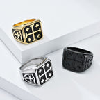 Anillo Sello de Escudo Cruz de Jerusalén Estilo Clásico: Fe Divina