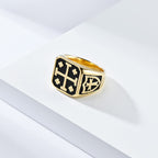 Anillo Sello de Escudo Cruz de Jerusalén Estilo Clásico: Fe Divina