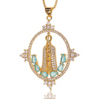 Collar de Bendición Divina Incrustado de la Virgen de Fátima Estilo Moderno