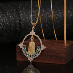 Collar de Bendición Divina Incrustado de la Virgen de Fátima Estilo Moderno